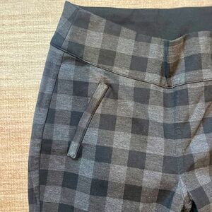 TallMoi Reversible Dress Pants | Small Tall | Black Check Print | Stretch | EUC